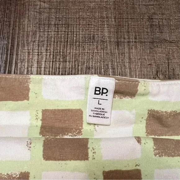 BP Women’s Crop Tube tools Brown Green Lg Checkered strapless stretchy pullover - Picture 4 of 6